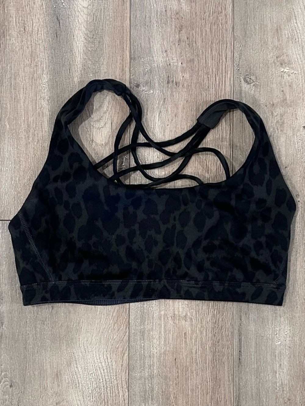 Victoria's Secret Black Leopard Strappy Sports Bra